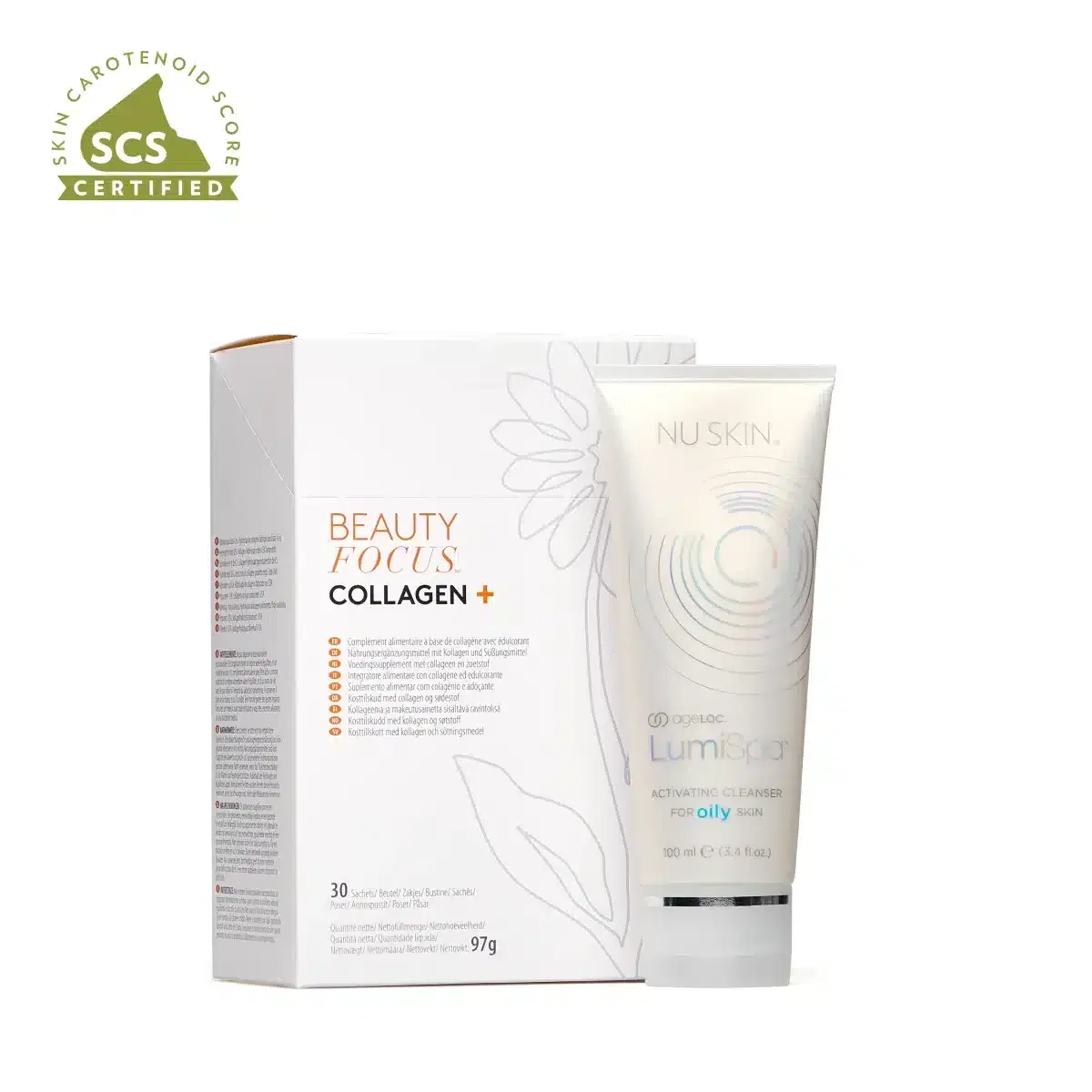 Collagen+ ja LumiSpa Cleanser Kit (Suomi) - Rasvainen iho